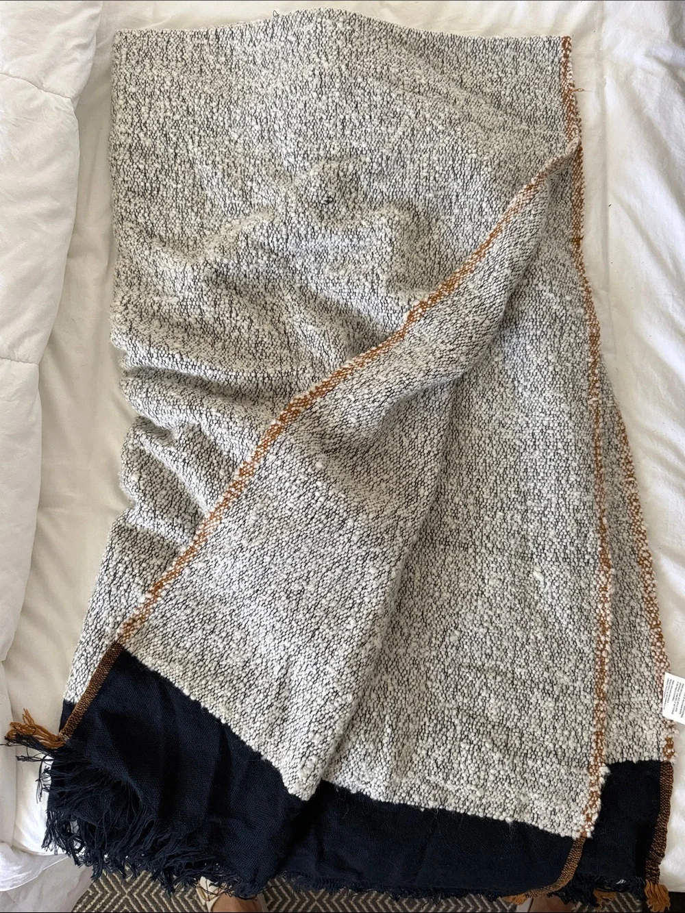 Crate + Barrel Elki throw -Two-Tone Cream and Black - perfect condition